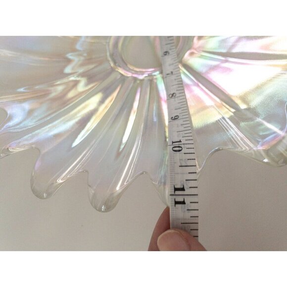 Iridescent Carnival Glass Decorative Plate With Scalloped Edges 10" Diameter - Picture 4 of 12